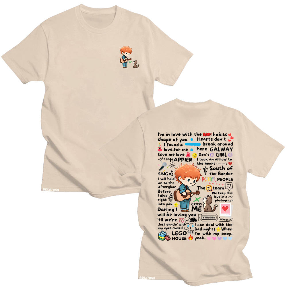Streetwear Brand Y2K - Ed Sheeran Graffiti Desen Tshirt Yeni