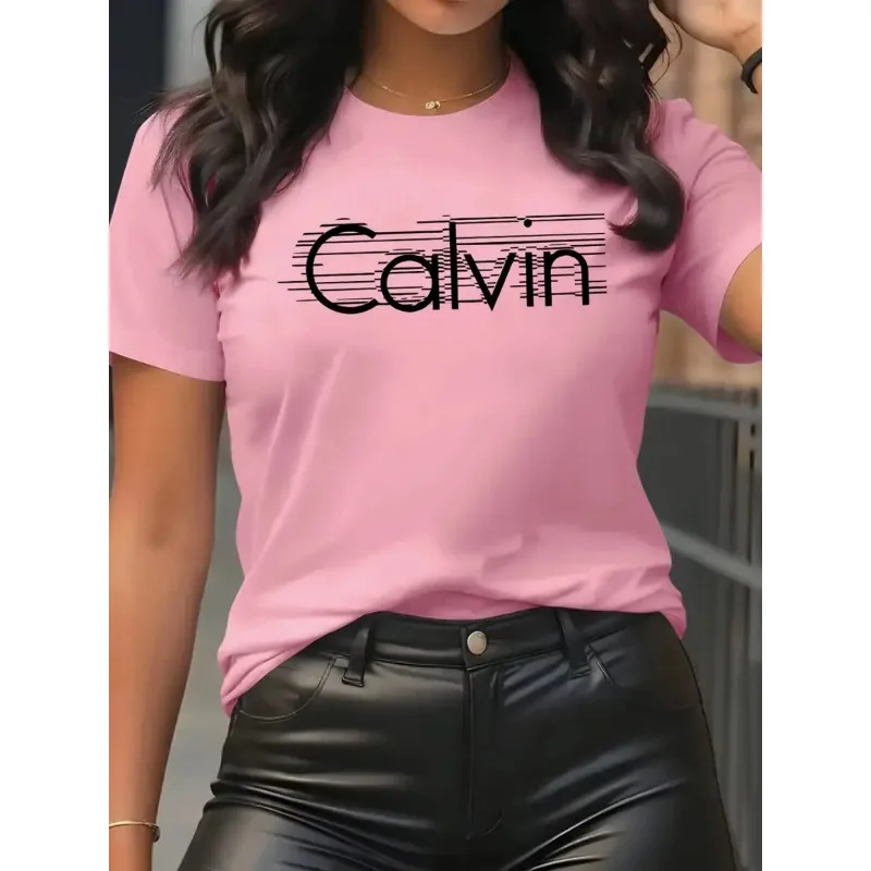 Streetwear Brand Y2K - Calvin kadın T-Shirt Eğlence Moda Kısa