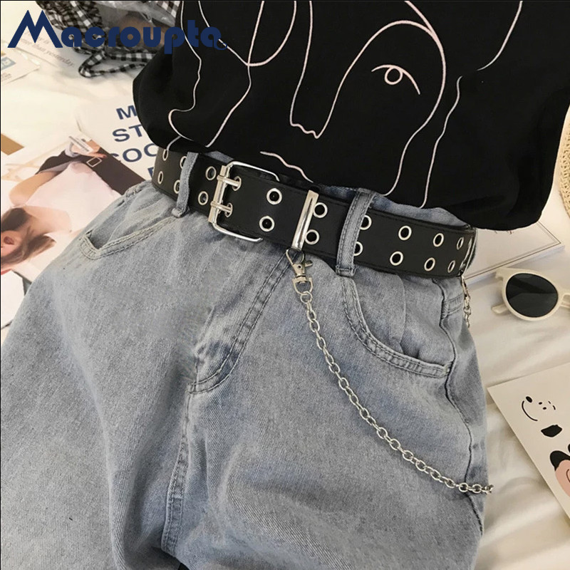 Streetwear Brand Belts - Kadın Punk Goth Kemerler Marka Deri