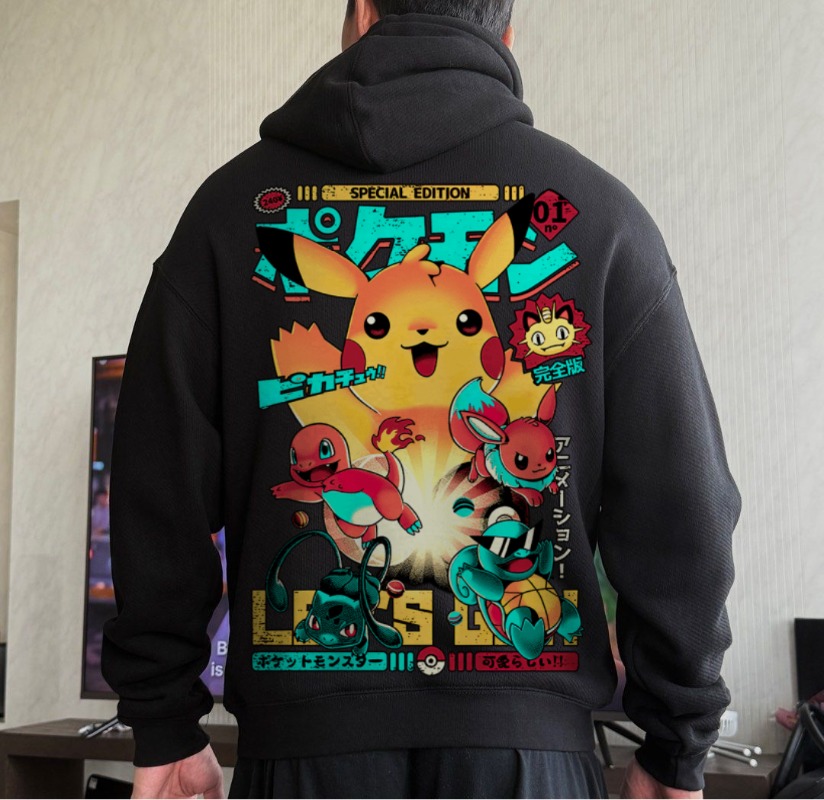 Siyah Büyük Beden 4XL Pokemon  - Streetwear Brand Y2K incelemesi ve fiyatı