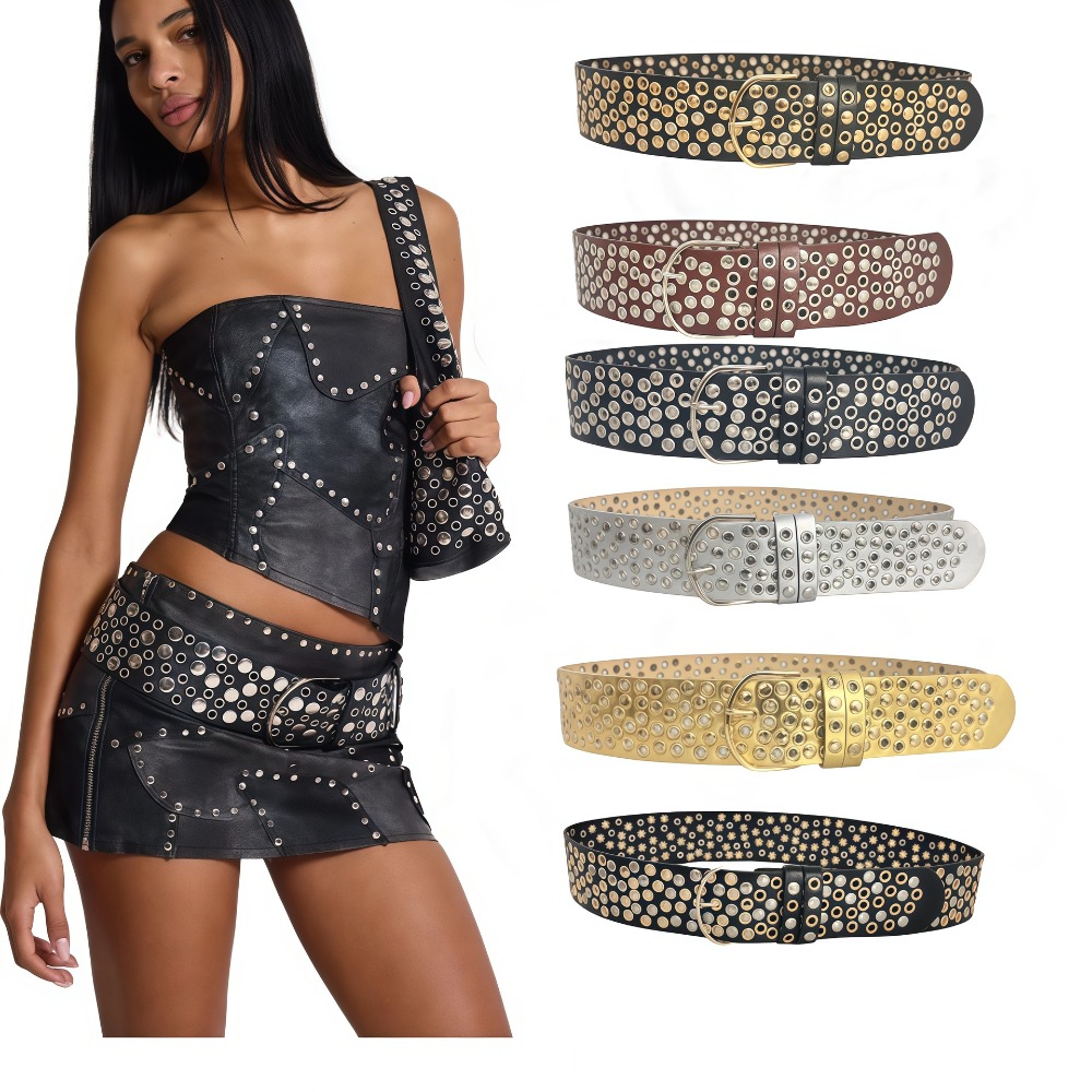 Punk Hollow Eyelet Perçinli Ke - Streetwear Brand Belts incelemesi ve fiyatı